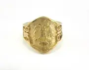 Double Head Eagle Logo Adjustable Ring Raw Brass (20mm 10US inner size) 721