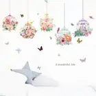 Wall Sticker Colorfastness Mothproof Ornament Colourful Flower Bird Cage