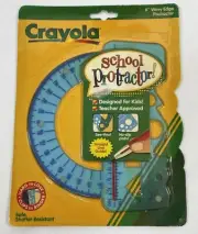 Vintage 1998 Crayola School Protractor 6” Wavy Edge Blue Clips to Binder NOS NEW