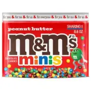 M&M'S Minis Peanut Butter Milk Chocolate Candy, Sharing Size, 8.6 Oz. Resealable