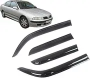 4Doors Auto Black Tinted Car Side Window Visor Guard Vent Awnings Shelters Rain Door Ventvisor Compatible with Mitsubishi Carisma 1999-2003