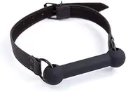 Leather Bondage Toys Faux Leather Open Mouth Gag with Silicone Bar, Bondage Restraints Bite Gag Adult Sex Toys (Color-1)