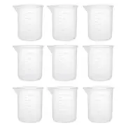 9pcs Measuring Cup Labs Clear PP Plastic Graduated Beakers 100ml