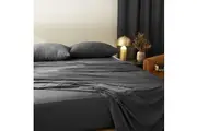 Morrissey Queen Bed Fitted Sheet Set 400TC Luxe Soft Bamboo Cotton Charcoal