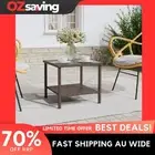 side table storage indoor outdoor brown 45x45x45 cm tempered glass 9399