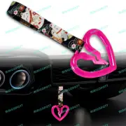 Car Accs JDM S Broken Heart TSURIKAWA Pink C-Ring BK Cats Nylon Handle Strap X1