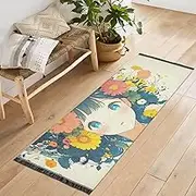 YMXFXP Japanese Woman Anime Washable Runner Rug 2’ x 6’ Non-Slip Runner Rug for Hallways Entryway Bedroom Living Room - Thin Mat for Family Pet