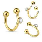 Labret Monroe Crystal on Side 316L Surgical Steel Horseshoe/Lip Rings 16g Tragus