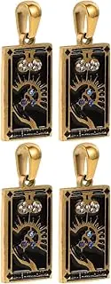 [SHINEOFI] Tarot Card Pendant Tarot Pendant Charms Tarot Jewelry Charms Good Luck Charms Tarot Keychain Charm Retro Pendant Charms Mini Tarot Cards Good Fortune Charm Stainless Steel