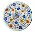 Marble Dining Table Top Console Table Semi Precious Inlay Home Decor 3'x3'