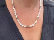 Freshwater Pearl & Blue Flash Labradorite Gold Filled Beaded Gemstone Necklace