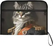 YMXFXP Expandable Filing Folder Cat Suit Vintage, 13-Pocket Funny Cute Design with Sticky Labels, A4 Letter Size Document Organizer for Office, School, Boys, Girls