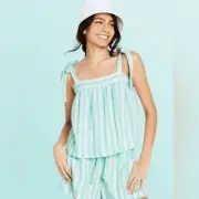 Stoney Clover Lane x Target Mint Green Striped Linen Tank Top - Size M