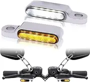 Handlebar LED Turn Signals Mini Motorcycle Blinkers Front Running Light Universal Compatible with Harley Sportster Dyna Honda Shadow Kawasaki Vulcan Yamaha V-Star Road Star (Sliver)