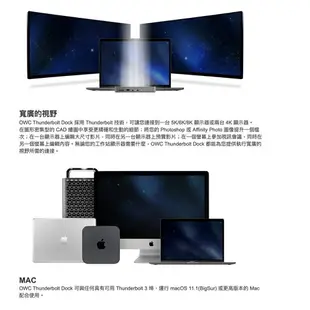 OWC Thunderbolt Dock支援Thunderbolt 3 Mac / 4 PC 為您增加更多的連接性