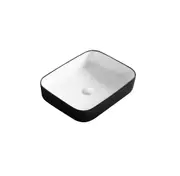 500*400*135mm Gloss Black and White Ceramic Rectangle Above Counter Basin