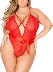 [WDZOWU] Garter Belts and Women's Garters Bodysuit Elastic Fabric Sexy Tulle Nightgown