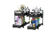 STORFEX Two-Tier Under Sink Pull-Out Kitchen Cabinet Storage Rack - Black