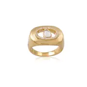 Malocchio Ring in Sterling Silver with Moonstone - Brushed Finish Jewellery - Australian Handmade