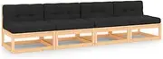 4 Piece Garden Lounge Set with Cushions Solid Pinewood Outdoor Furniture Patio