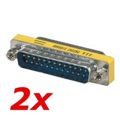 2 Pack - DB25 25-Pin Serial D-SUB Male to Male Gender Changer Coupler Adapter