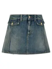 [Mcqueen] Mcqueen-Denim Mini Skirt Gonne Celeste-Donna 42IT
