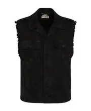 Saint Laurent Logo Patch Sleeveless Denim Waistcoat IT50 black