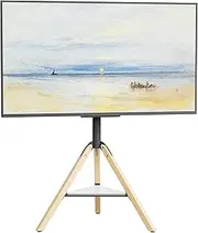 medla Tripod Easel TV Stand: Corner TV Floor Stand with Solid Wood Legs and Marble Shelf Height Adjustable Swivel TV Mount for 40 to 75 Inch LCD LED OLED Screen Max VESA 600x400mm 40KG