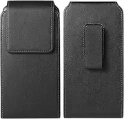 PU Leather Cell Phone Holster, Swivel Belt Clip Holder Pouch Case for iPhone 16 Pro, 11 Pro Max XS Max XR Google Pixel 7 6 Samsung Galaxy S25+ S24+ S23+ S23 FE S20+ S20 FE A53 A54 A33 (Size L)