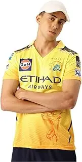 playR Chennai Super Kings Authentic Match Jersey IPL 2025 Adult Plain Half Sleeve, Size - S Yellow