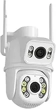 8MP 4K PTZ WiFi Camera Dual Lens with Dual Screen Ai Human Detect Auto Tracking Outdoor Surveillance Camera Compatible for ICSee(EU Plug,8MP NO Card)