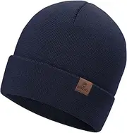 [Hotme] Oversize XXL Beanie Hat for Big Heads 23.6"-25.6", Large Winter Watch Cap Stocking Hat, Big Knit Cuffed Cap Ski Hats