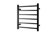 AQUAPERLA 6-Bar Heated Towel Rail - Square Bars - Black (W620mm x H674mm)