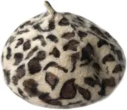 [WOFASHPURET] Berets Ladies Hat Beret for Women Wool Hats for Women Women's Hats & Caps Retro Beret Hat Vintage Beret Women Beret Hat Leopard Rabbit Blend