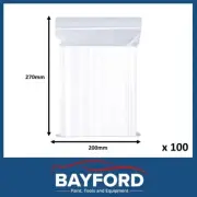 MEDIUM ZIP LOCK PLASTIC BAGS THICK RESEALABLE 200mm X 270mm 100 BAGS