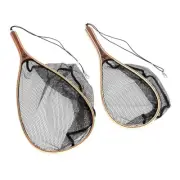 Snowbee Wooden Trout Fishing Landing Net With 6mm Rubber Mesh - Choose Size BRAN