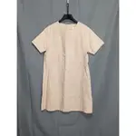 韓國簡約質感立體剪裁短袖卡其色棉麻洋裝 A1205【點點藏物】