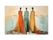 Three Ladies Dress Modern Art Canvas Print