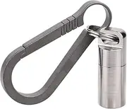 SW633 Micro Titanium Portable Pill Case Keychain,Mini Pill Holder Keychain, Waterproof Pill Fob for Outdoor Travel Camping(Include a Titanium Keychain Clip and Stainless Steel Necklace)