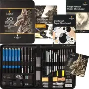 60-Piece Premium Drawing & Sketching Set with Zipper Case for Artists