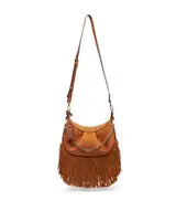 STELLAR CRESCENT FRINGE BAG in CAMEL for Women
