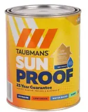 Taubmans SunProof EXTERIOR PAINT Water Based LOW Sheen ACCENT 1L or 4L