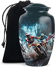 Motorcycle Funeral Urn for Ashes Adult Men & Women - Black Decorative Urns - Burial Cremation for Human Ashes - Unique Memorial Tribute - 10 Inch