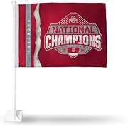 Rico Industries NCAA Ohio State Buckeyes 2025 National College Football Champions Double Sided Car Flag - 16" x 19" - Strong Pole That Hooks onto Car/Truck/Automobile