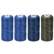 Waxed Leather Thread 55 Yards 150D/0.8mm Polyester Flat Cords, Various Blue 4pcs