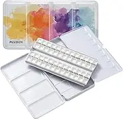 MEEDEN Empty Watercolor Tins Box Palette Paint Case, Large Colorful Tin with 52 Pcs Half Pans