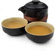 Travel Set KungFu Tea Black 200ml Pot Cups with Black Portable Packaging Bag