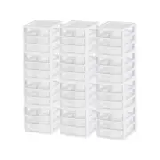 Sterilite ClearView Plastic Small 3 Drawer Desktop Storage Unit, White, 12 Pack