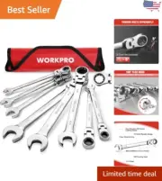 Premium 8-Piece Chrome Vanadium Steel Ratcheting Wrench Set: Precision-Engine...