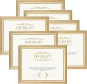 EYMPEU 8.5x11 Picture Frames Gold Set of 7, 8.5 x 11 Certifaicate Frame Document Award Diploma Display, Wall or Tabletop